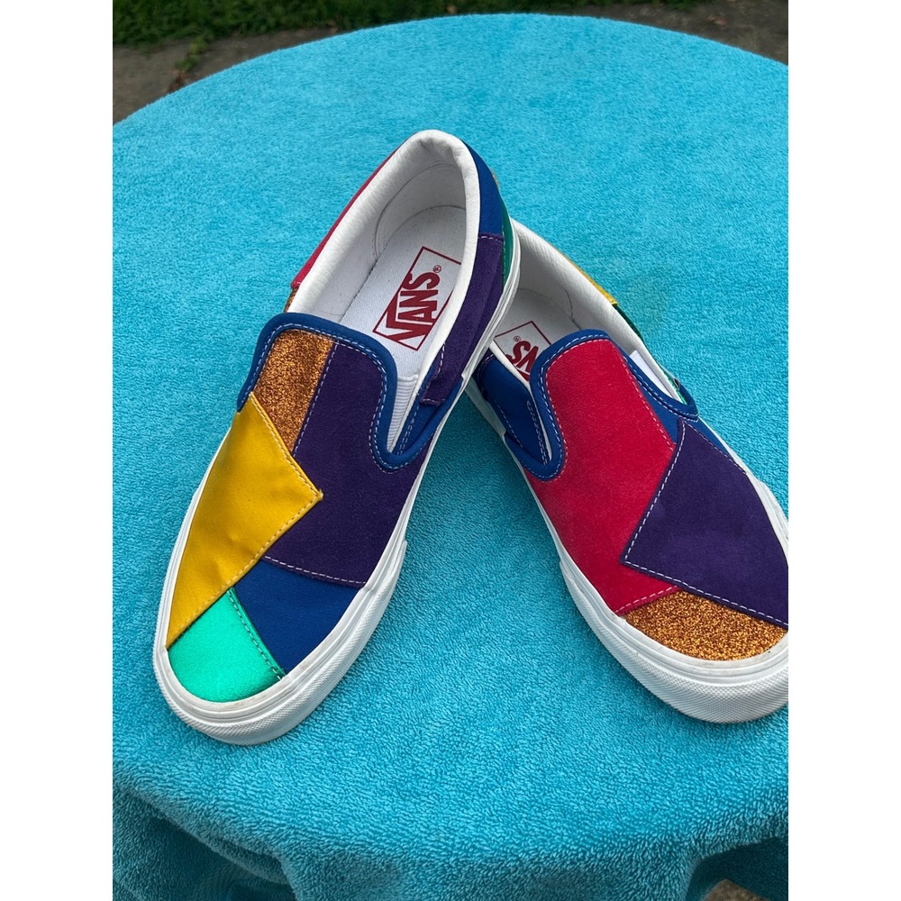 Vans Classic Slip-On Pride Patchwork Multi Color Sneakers Mens 7 Womens 8.5